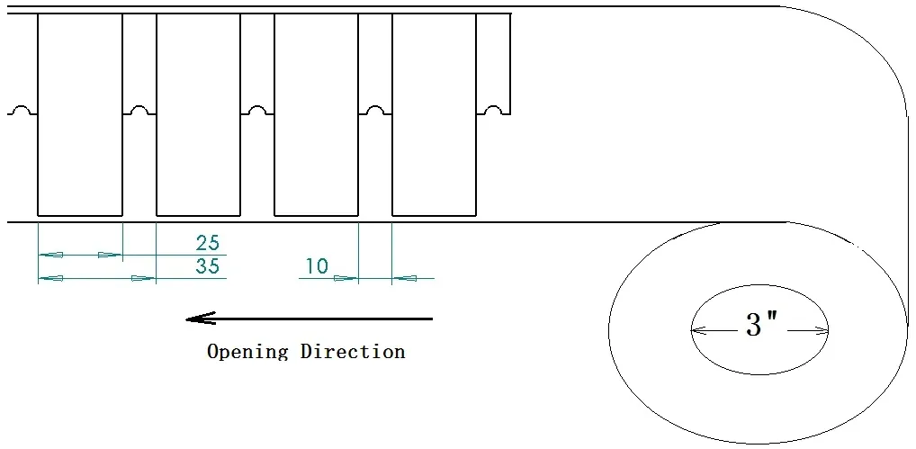 Umrisszeichnung des Lieferanten für das bedruckbare Metalletikett im Format 60 x 25 mm.